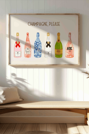 Champagne Plakat – Champagne, Please – Elegant Vægkunst

