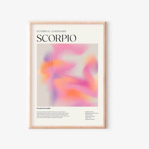 Scorpio - Farverig stjernetegns plakat Ellens Shop