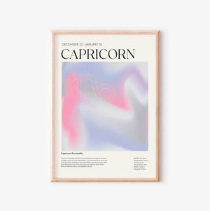 Capricorn - Farverig stjernetegns plakat Ellens Shop
