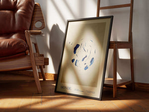 Abstrakt moderne plakat med organiske former og kunstnerisk udtryk i minimalistisk design