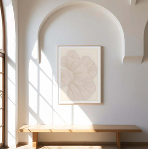Soft Organic Lines moderne plakat med organiske linjer i beige og neutrale nuancer