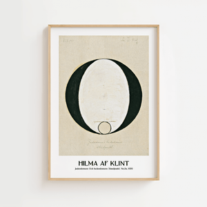 Duality plakat – Hilma af Klint abstrakt kunstplakat med sort og hvid cirkelmotiv