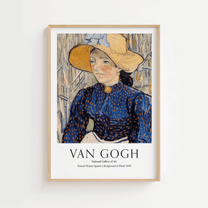 Peasant Woman Against Wheat plakat 1890 – Van Gogh kunstplakat med kvinde og hvedemark motiv