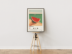 Watermelon summer plakat med vandmelon ved stranden illustration