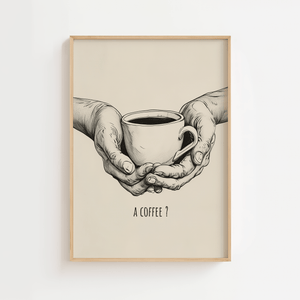 A coffee plakat med hænder der holder en kop kaffe illustration
