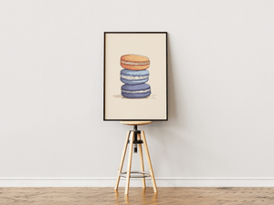 Macaron stack plakat med tre farverige macarons illustration