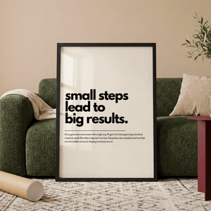 Motiverende plakat med teksten remember why you started i minimalistisk sort typografi.