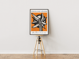 Moderne kunstplakat med grafisk blomst inspireret af Fernand Léger