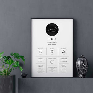 Leo - Stilren stjernetegns plakat Ellens Shop