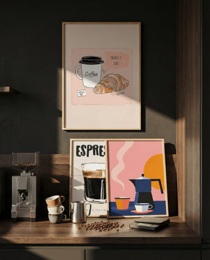 Kaffe plakater, perfekte til at skaber god stemning.