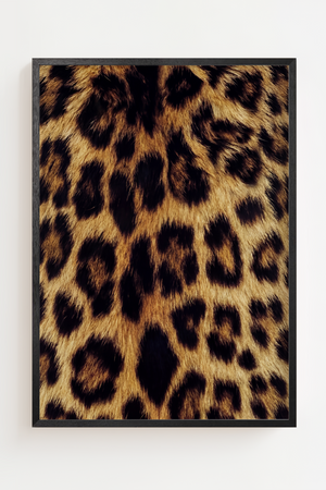 Plakat med detaljeret leopard mønster i brune og sorte nuancer.