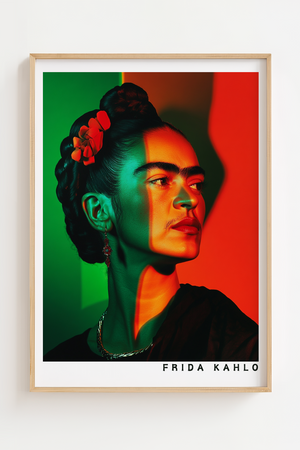 Rød & Grøn Portræt – Frida Kahlo Plakat