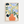 Illustrationsplakat med stiliserede blå blomster og grønne blade i en koralfarvet vase på lys baggrund.