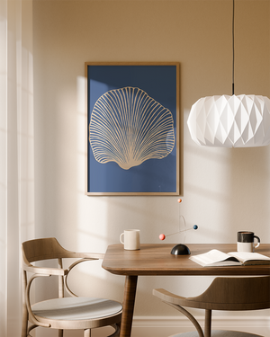Blå Musling i Grafisk Stil