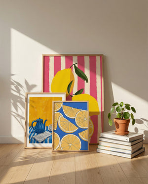 Køkken plakat med moderne madmotiv og varme farver til hyggelig indretning