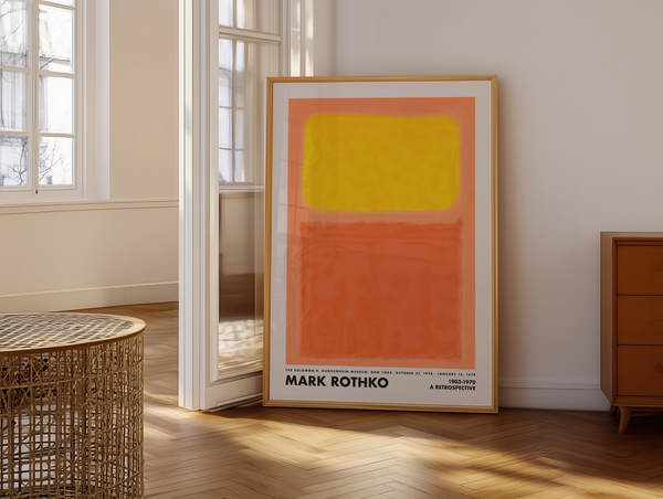 Mark Rothko plakat med abstrakte farvefelter i gul og orange – moderne kunst til hjemmet.