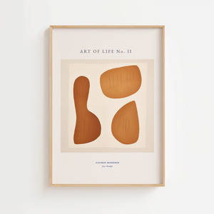 Art of Life No. II plakat med fire organiske former i okker og terracotta