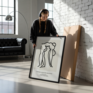 Moderne kunstplakat inspireret af Matisse med figur tegning