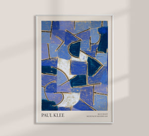 Paul Klee udstillingsplakat – Blue Night, Museum of Modern Art, dyb blå abstrakt kunst til væggen
