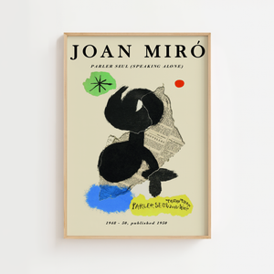 Parler Seul Joan Miró plakat med abstrakte former og collage-elementer