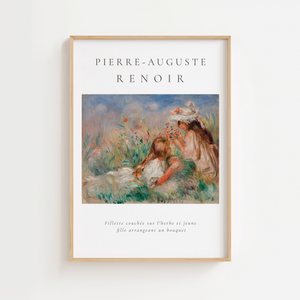 Piger i Engblomster Renoir plakat med impressionistisk motiv i pasteltoner