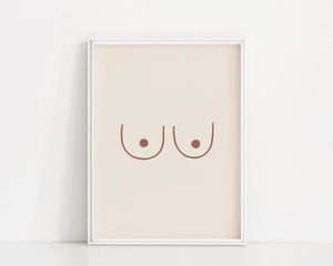 Bryster Line Art Plakat | Minimalistisk Plakat med Bryster