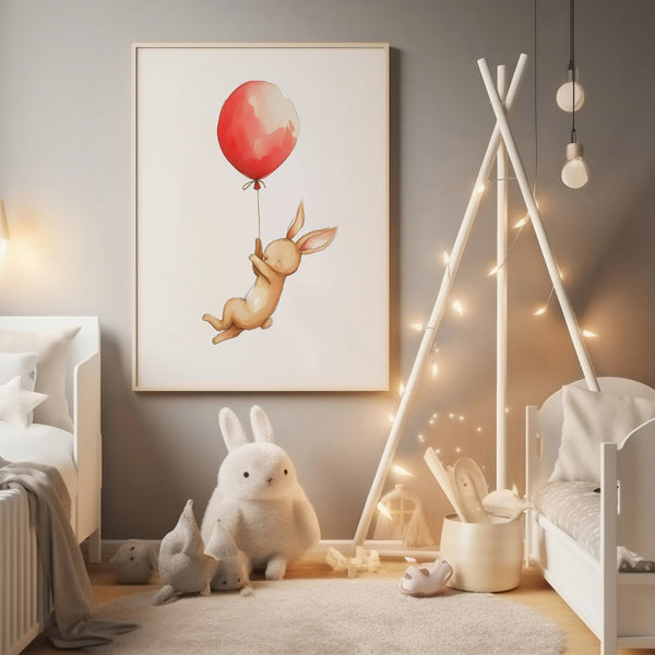 Kanin med Ballon -  Børneplakat
