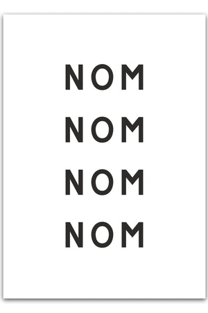 Opgrader dit køkken med vores "Nom Nom Nom Sort" plakat. Perfekt til at tilføje humor og stil. Køb plakater til køkkenet i dag!