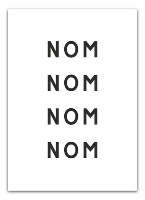 Opgrader dit køkken med vores "Nom Nom Nom Sort" plakat. Perfekt til at tilføje humor og stil. Køb plakater til køkkenet i dag!