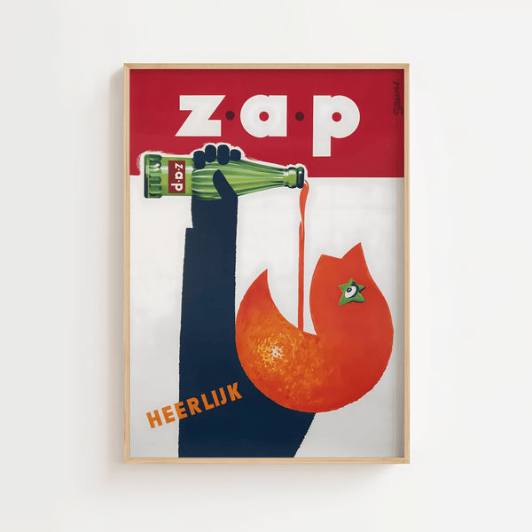 "Zap Appelsinjuice Plakat – Vintage Reklamestil"
